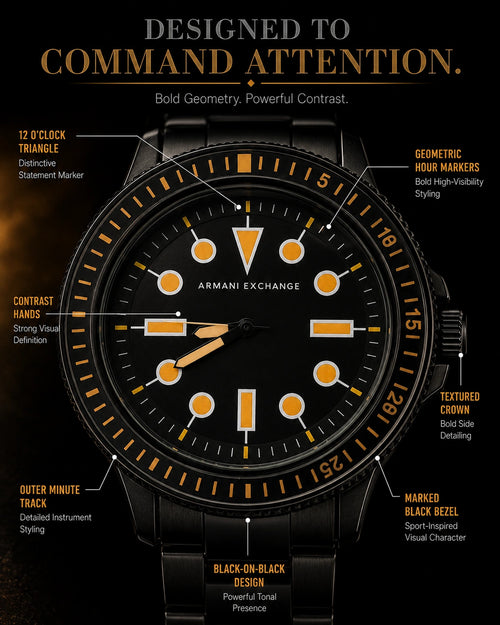 A|X Armani Exchange Black & Orange Men’s Metal Bracelet Watch