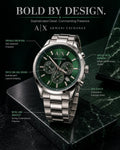 A|X Armani Exchange Emerald Green Multi-Dial Men’s Watch – Silver Metal Bracelet