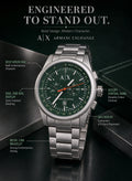 A|X Armani Exchange Velocity Green Multi-Dial Men’s Watch – Silver Metal Bracelet