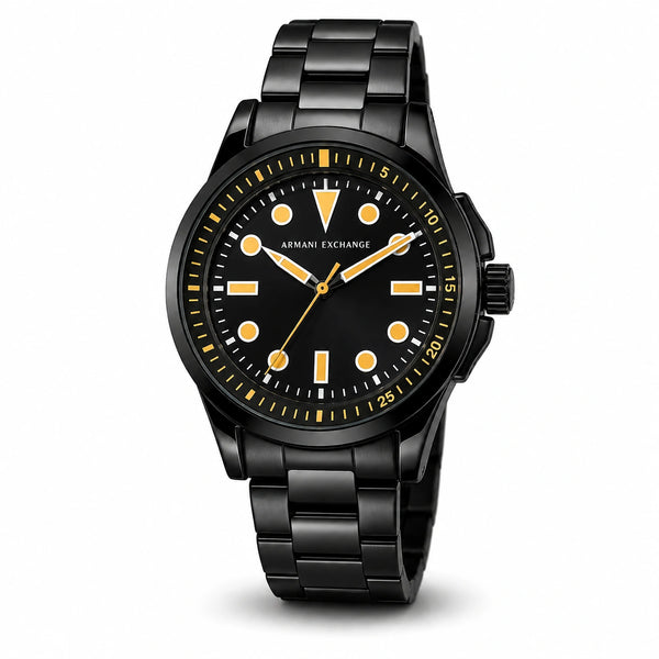 A|X Armani Exchange Black & Orange Men’s Metal Bracelet Watch