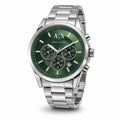 A|X Armani Exchange Emerald Green Multi-Dial Men’s Watch – Silver Metal Bracelet
