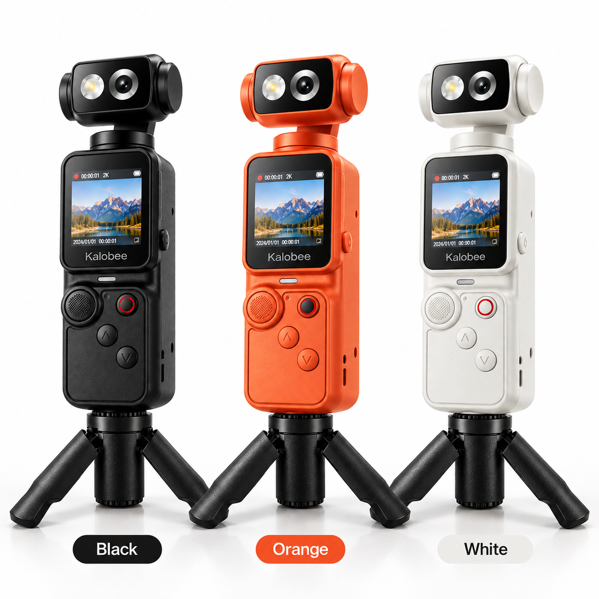 Kalobee Pocket 4K Handheld Camera with Rotating Lens & Mini Tripod
