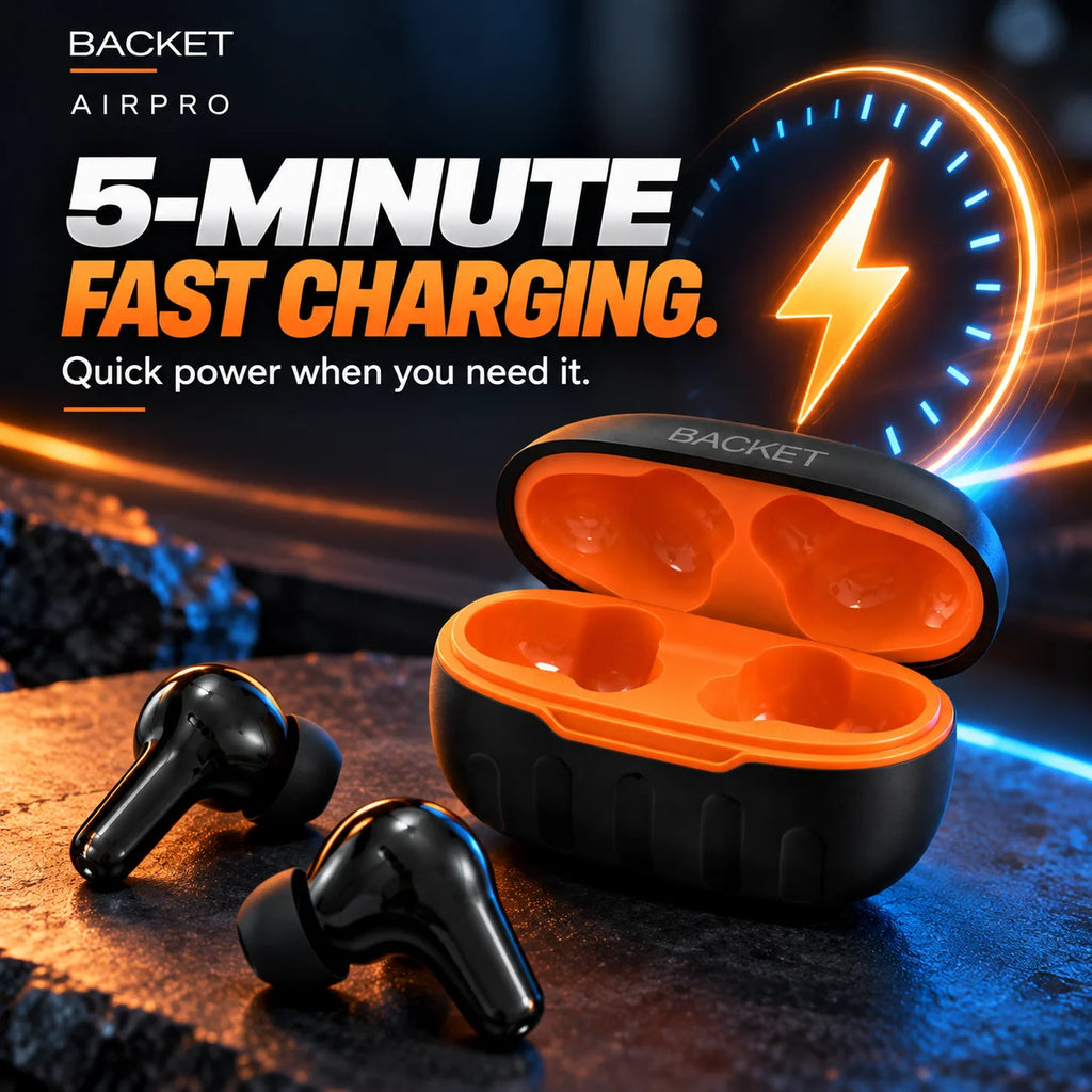 BACKET AIRPRO Wireless Earbuds – High Bass, 48 Hours Playback & Fast Charging