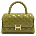 Rayvon Women's Olive Green Quilted Handbag with Detachable Shoulder Strap