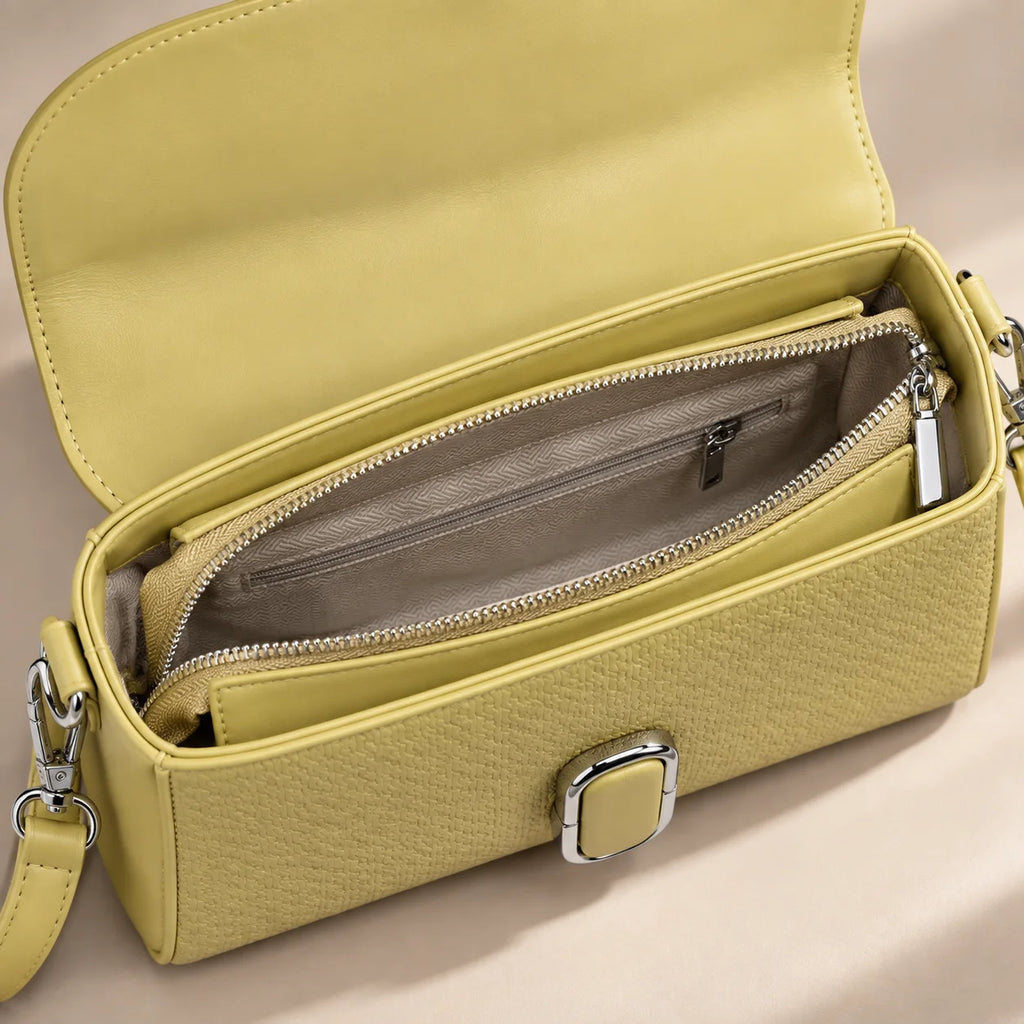 Rayvon Women's Textured Shoulder & Crossbody Bag with Detachable Coin Pouch – Yellow