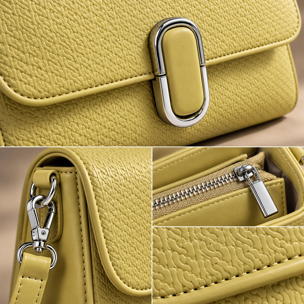 Rayvon Women's Textured Shoulder & Crossbody Bag with Detachable Coin Pouch – Yellow