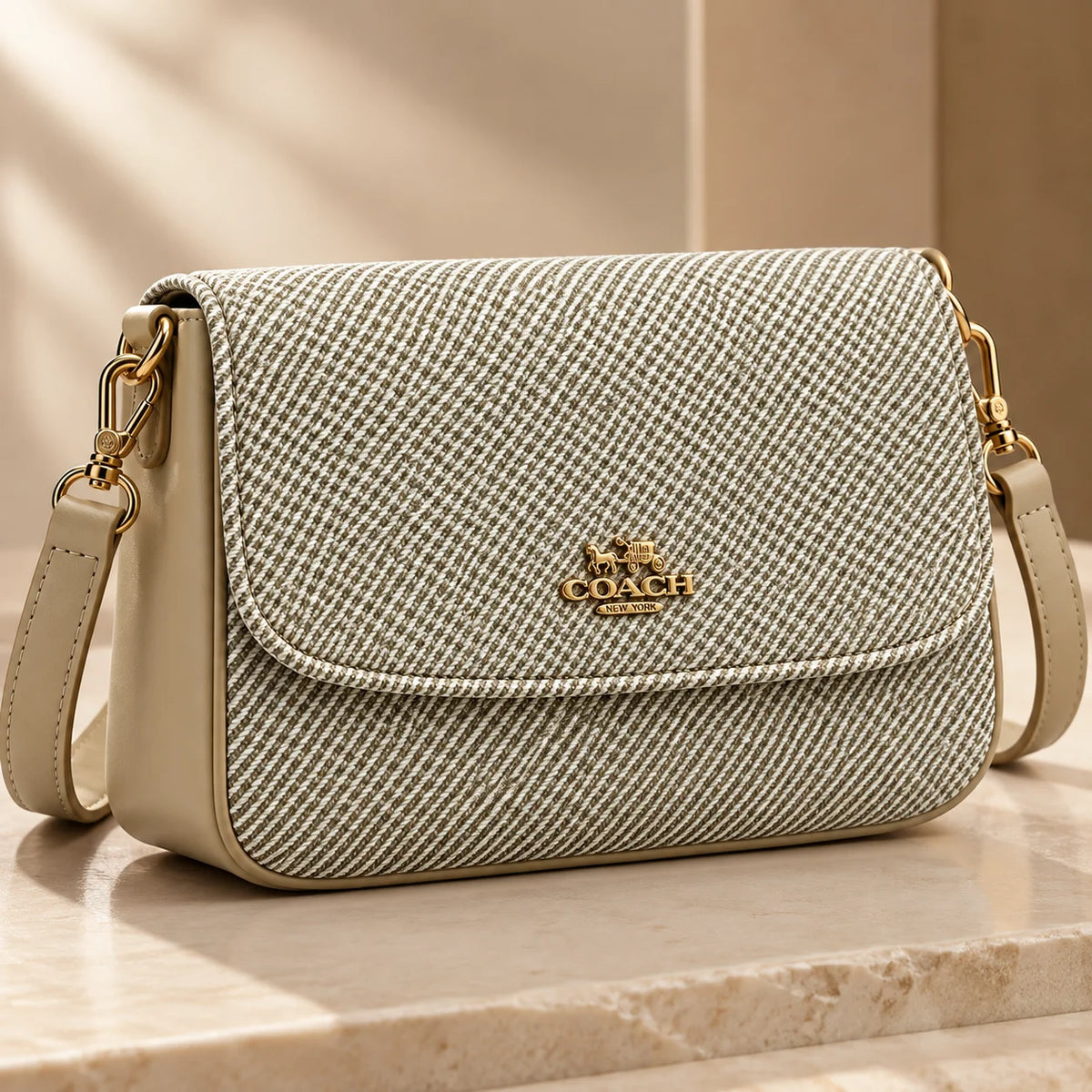 Rayvon Women's Beige Patterned Shoulder & Crossbody Bag