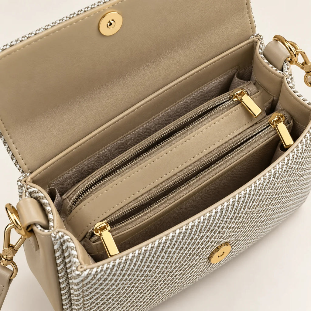 Rayvon Women's Beige Patterned Shoulder & Crossbody Bag