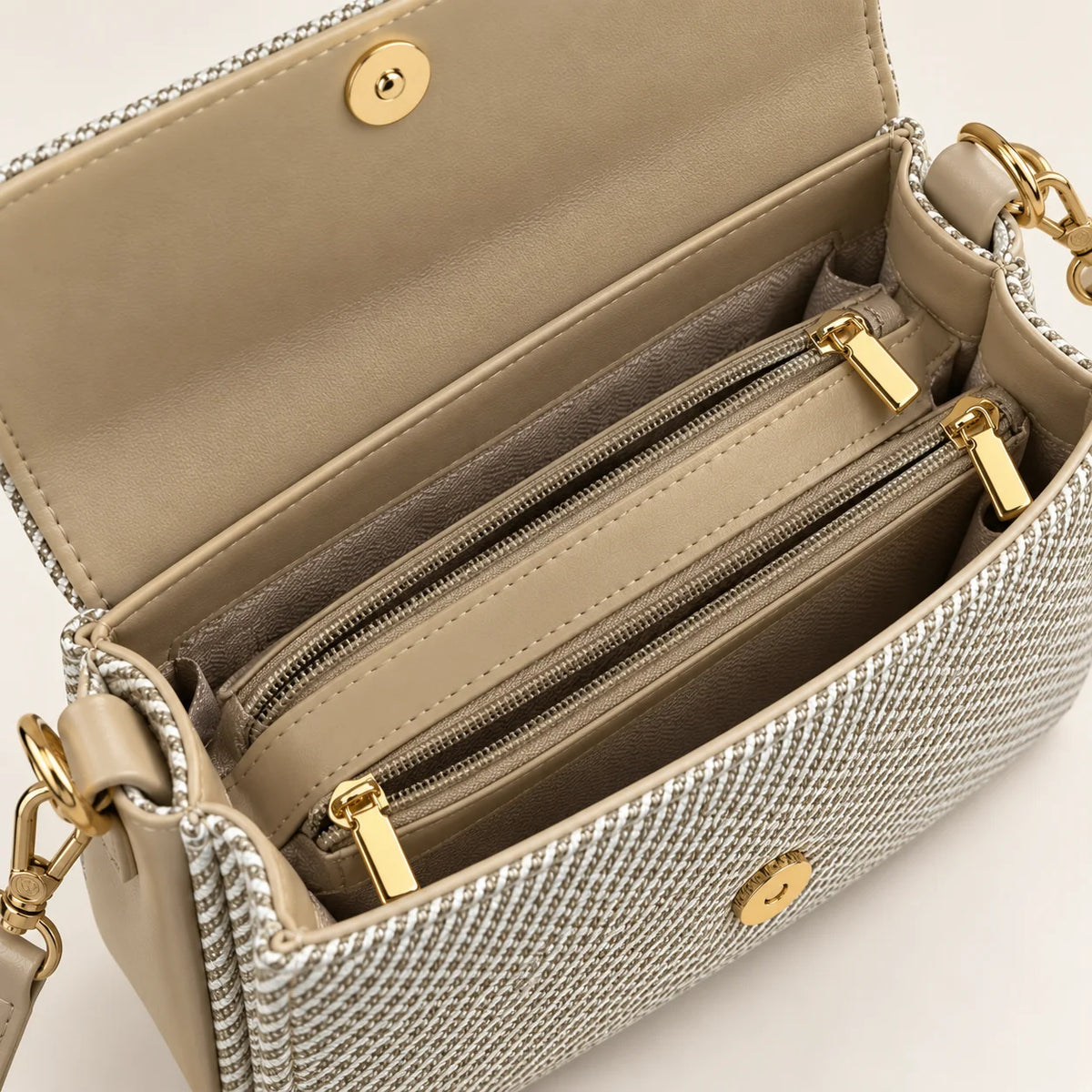 Rayvon Women's Beige Patterned Shoulder & Crossbody Bag