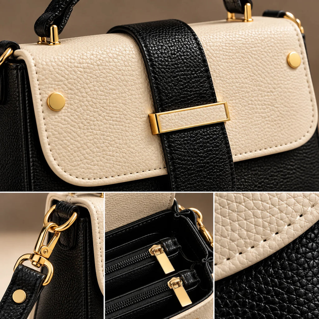 Rayvon Women's Black & Cream Premium Handbag