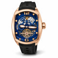 Corum Automatic Skeleton Watch | Rose Gold Tonneau Case | Open-Worked Dial | Black Silicone Strap