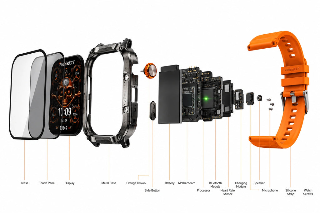 Fire-Boltt Diablo Rugged Bluetooth Calling Smartwatch | HD Display | Orange