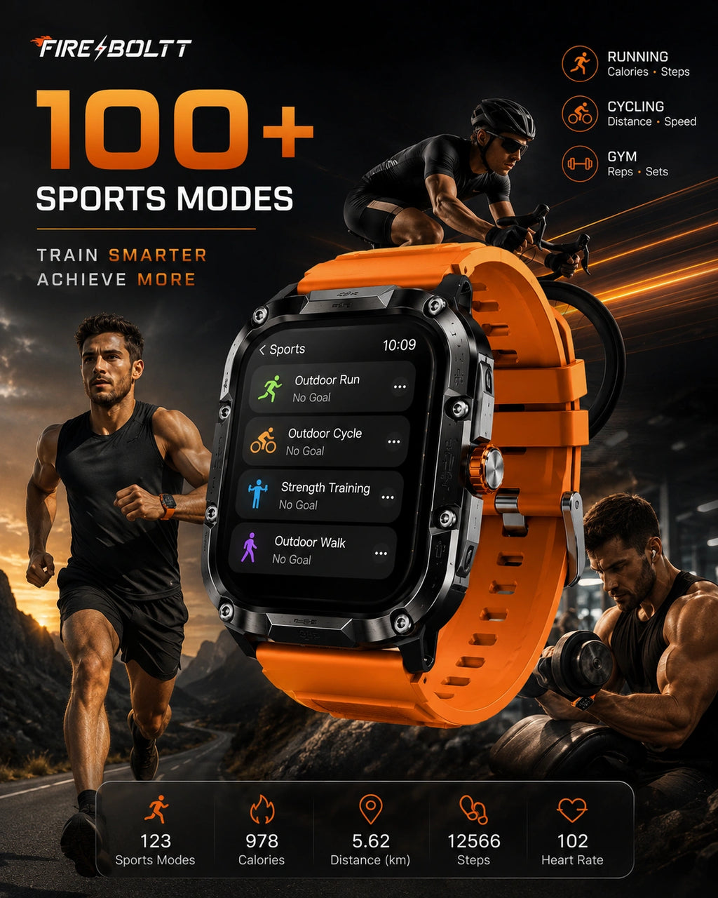 Fire-Boltt Diablo Rugged Bluetooth Calling Smartwatch | HD Display | Orange