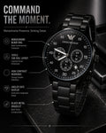 Emporio Armani Midnight Black Multi-Dial Men’s Watch – Black Metal Bracelet