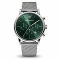 Emporio Armani Emerald Green Multi-Dial Men’s Watch – Silver Milanese Mesh Strap