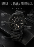 Fossil Blackout Statement Multi-Dial Men's Watch – All Black Metal Bracelet