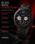 Fossil Blackout Redline Multi-Dial Men's Watch – Black Metal Bracelet