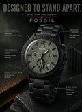 Fossil BQ2828 Men's Chronograph Watch | Smoky Sage Green Dial | Black Stainless Steel Bracelet