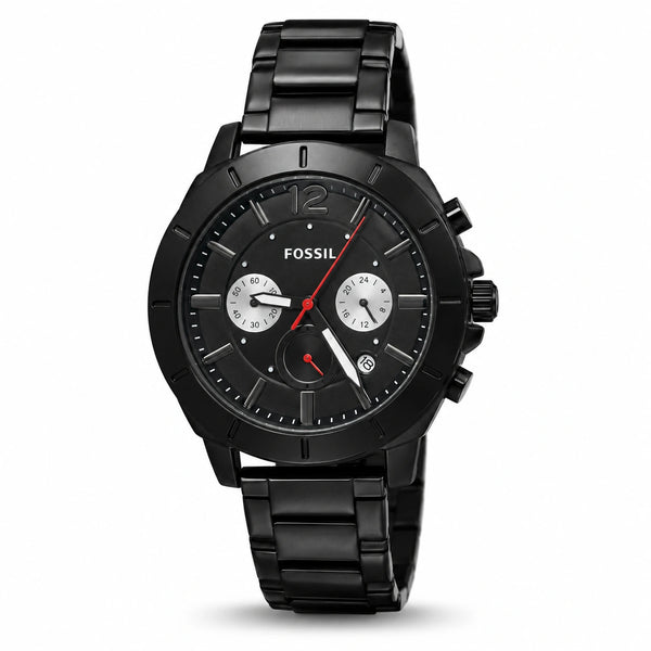 Fossil Blackout Redline Multi-Dial Men's Watch – Black Metal Bracelet