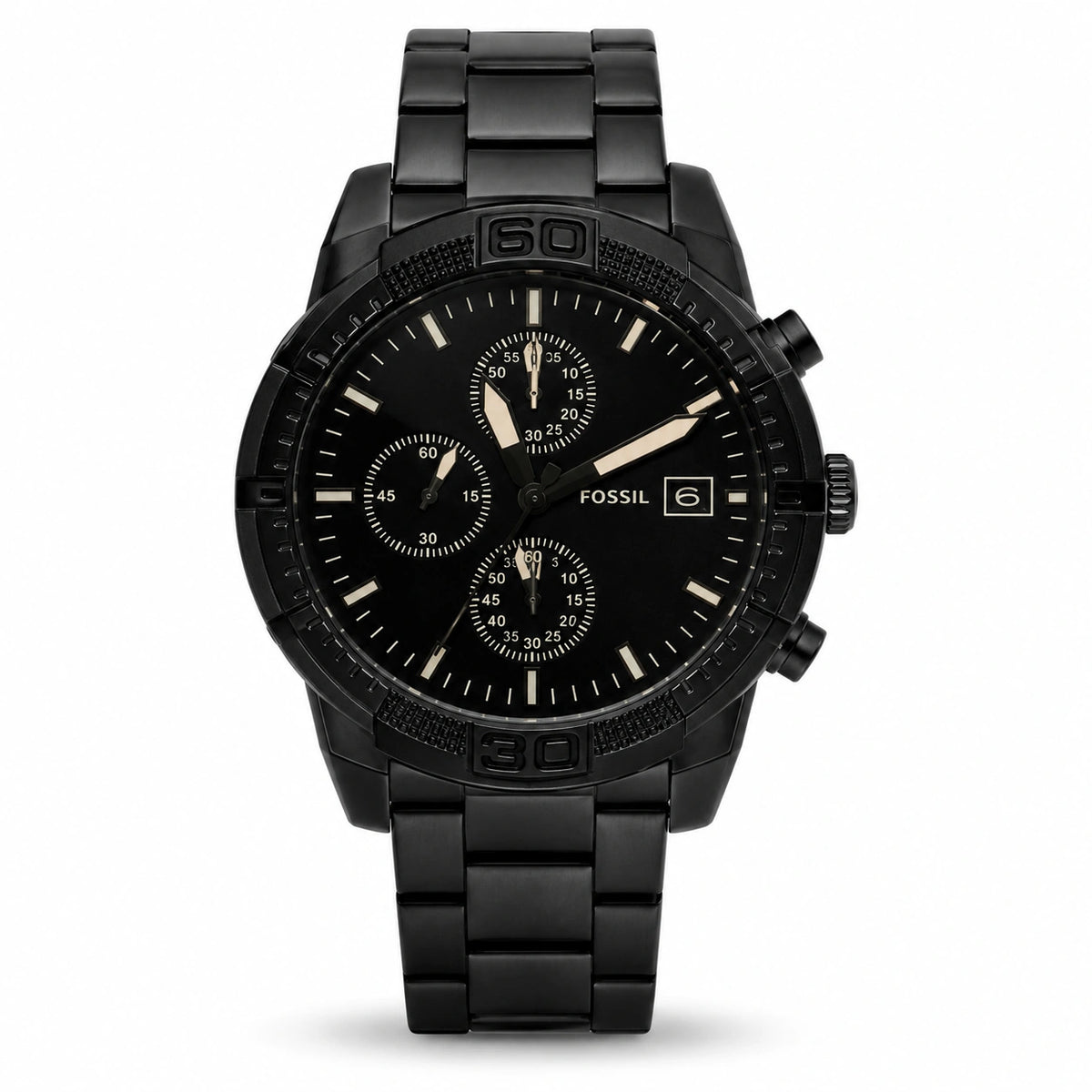 Fossil Blackout Statement Multi-Dial Men's Watch – All Black Metal Bracelet