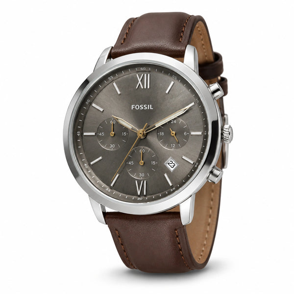 Fossil FS5844 Men's Multi-Dial Analog Watch – Brown Leather Strap