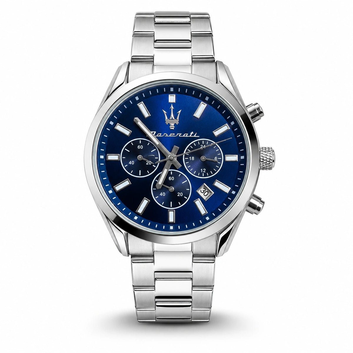 Maserati Men's Chronograph Watch | Blue Sunburst Dial | Silver Stainless Steel Bracelet