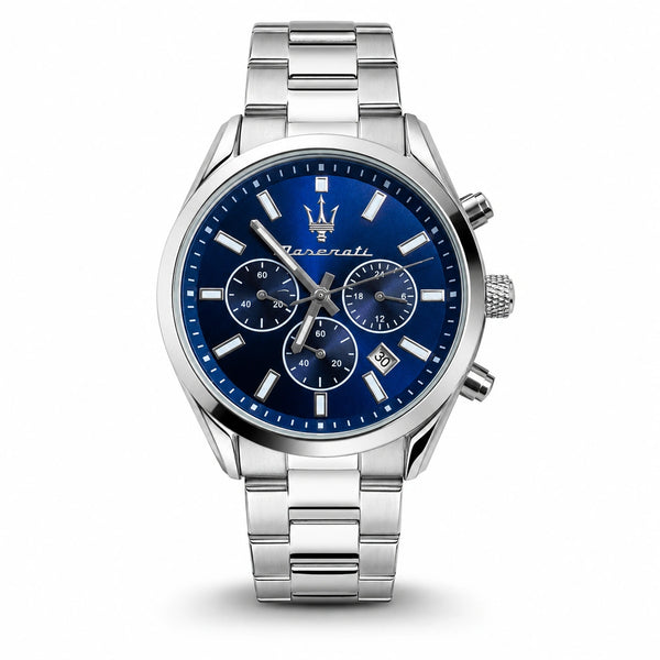 Maserati Men's Chronograph Watch | Blue Sunburst Dial | Silver Stainless Steel Bracelet