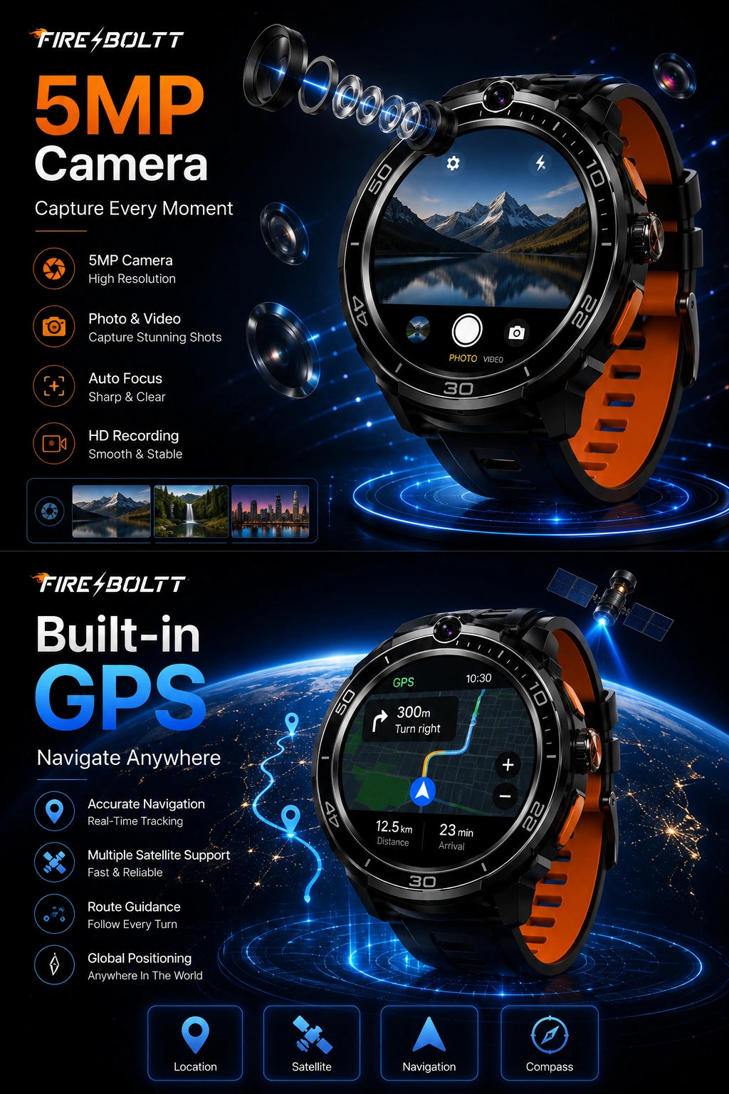 Fire-Boltt SHOTT 4G Android Smartwatch with 1.51" AMOLED Display, 5MP Camera & Nano SIM Support