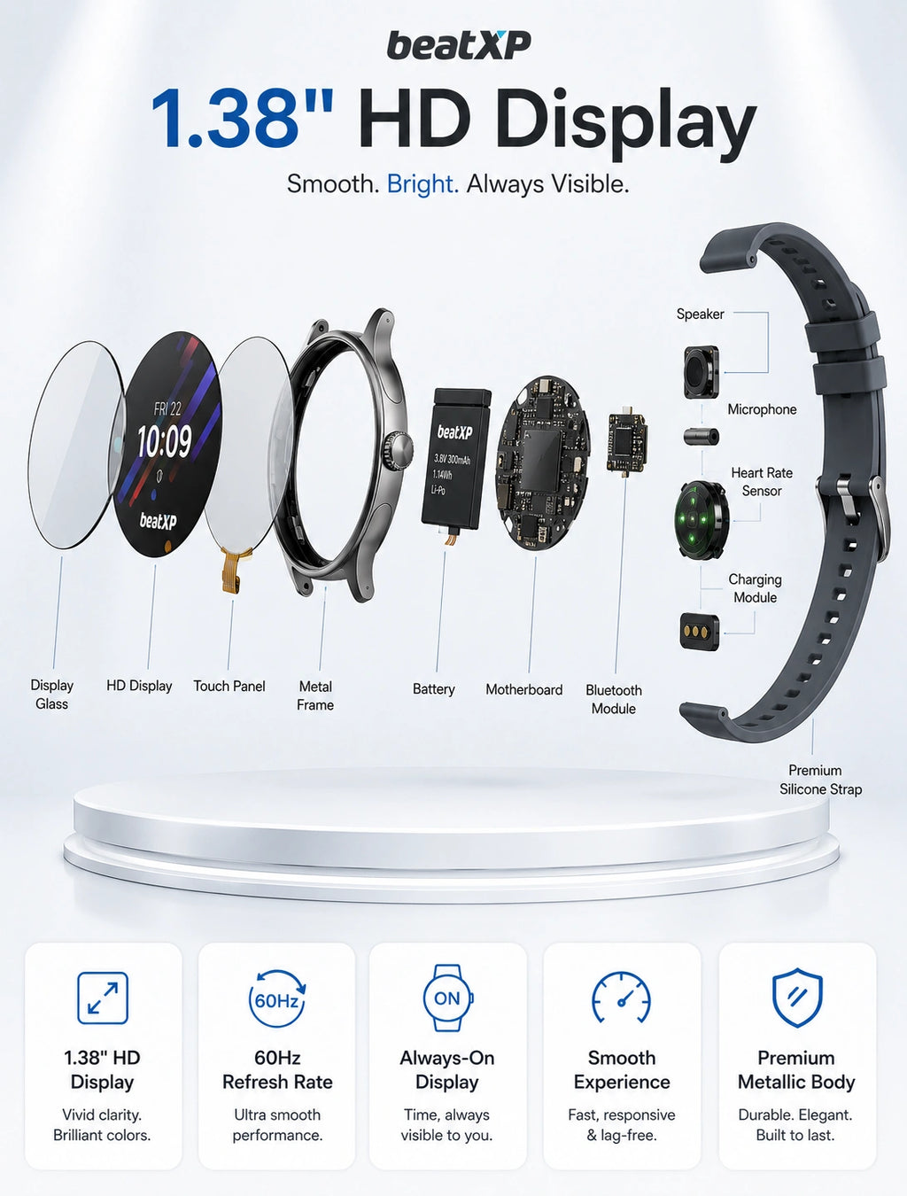 beatXP Sigma Smartwatch with 1.39" HD Display, Bluetooth Calling & 100+ Sports Modes