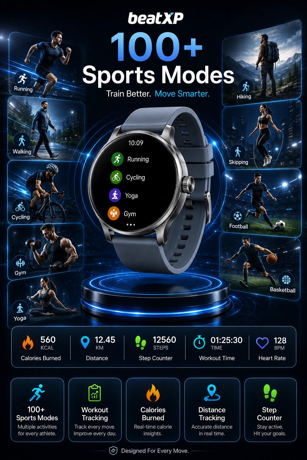 beatXP Sigma Smartwatch with 1.39" HD Display, Bluetooth Calling & 100+ Sports Modes