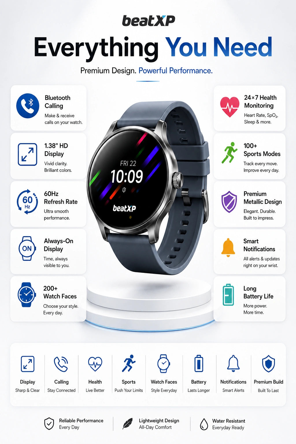 beatXP Sigma Smartwatch with 1.39" HD Display, Bluetooth Calling & 100+ Sports Modes