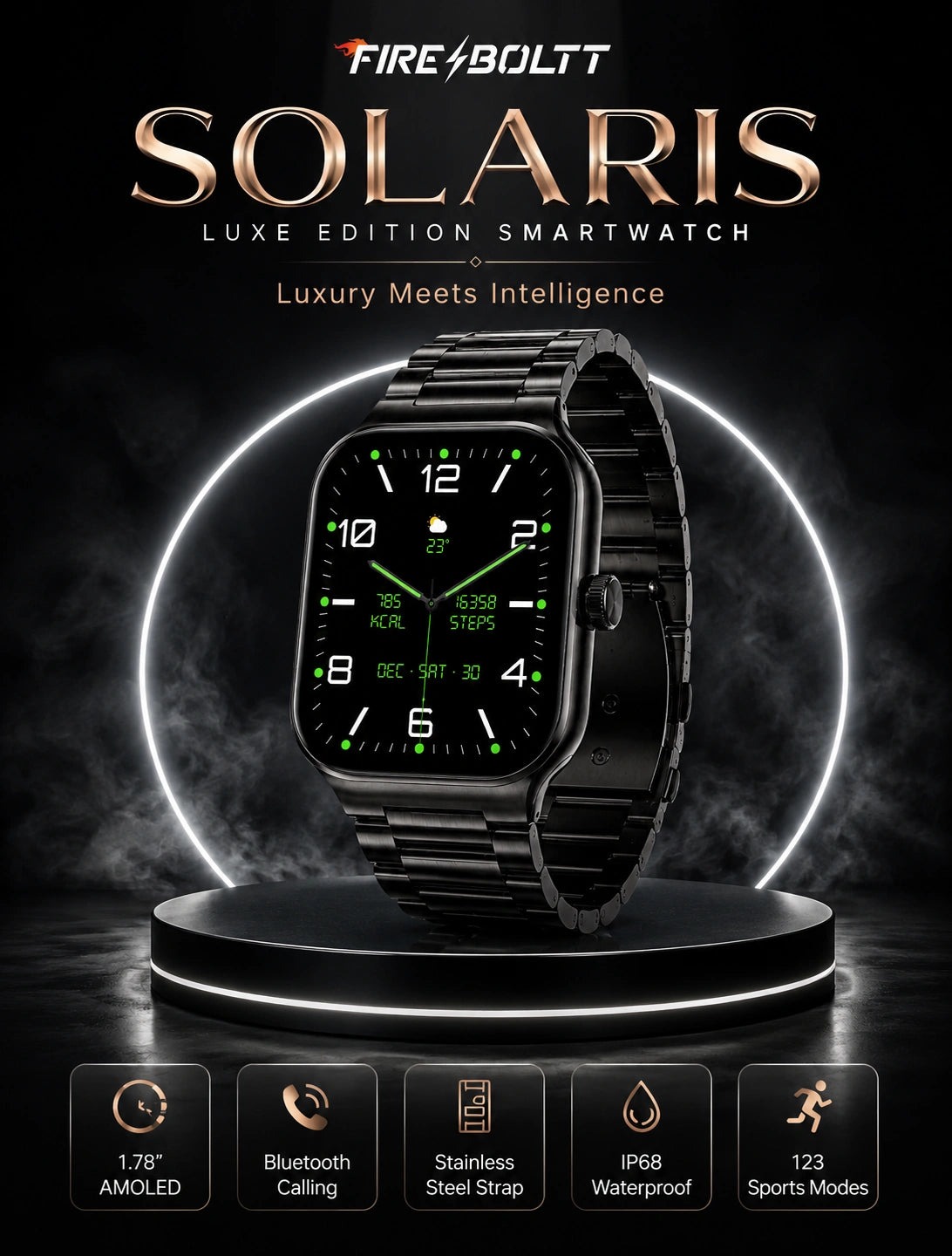 Fire-Boltt Solaris Smartwatch with Bluetooth Calling, AMOLED Display & 123 Sports Modes