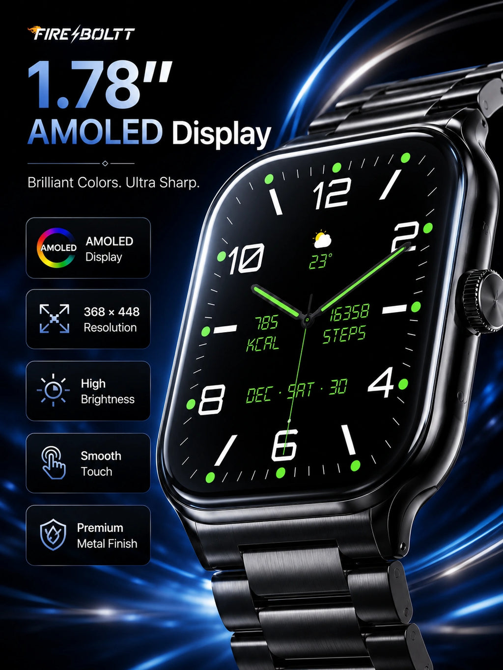 Fire-Boltt Solaris Smartwatch with Bluetooth Calling, AMOLED Display & 123 Sports Modes
