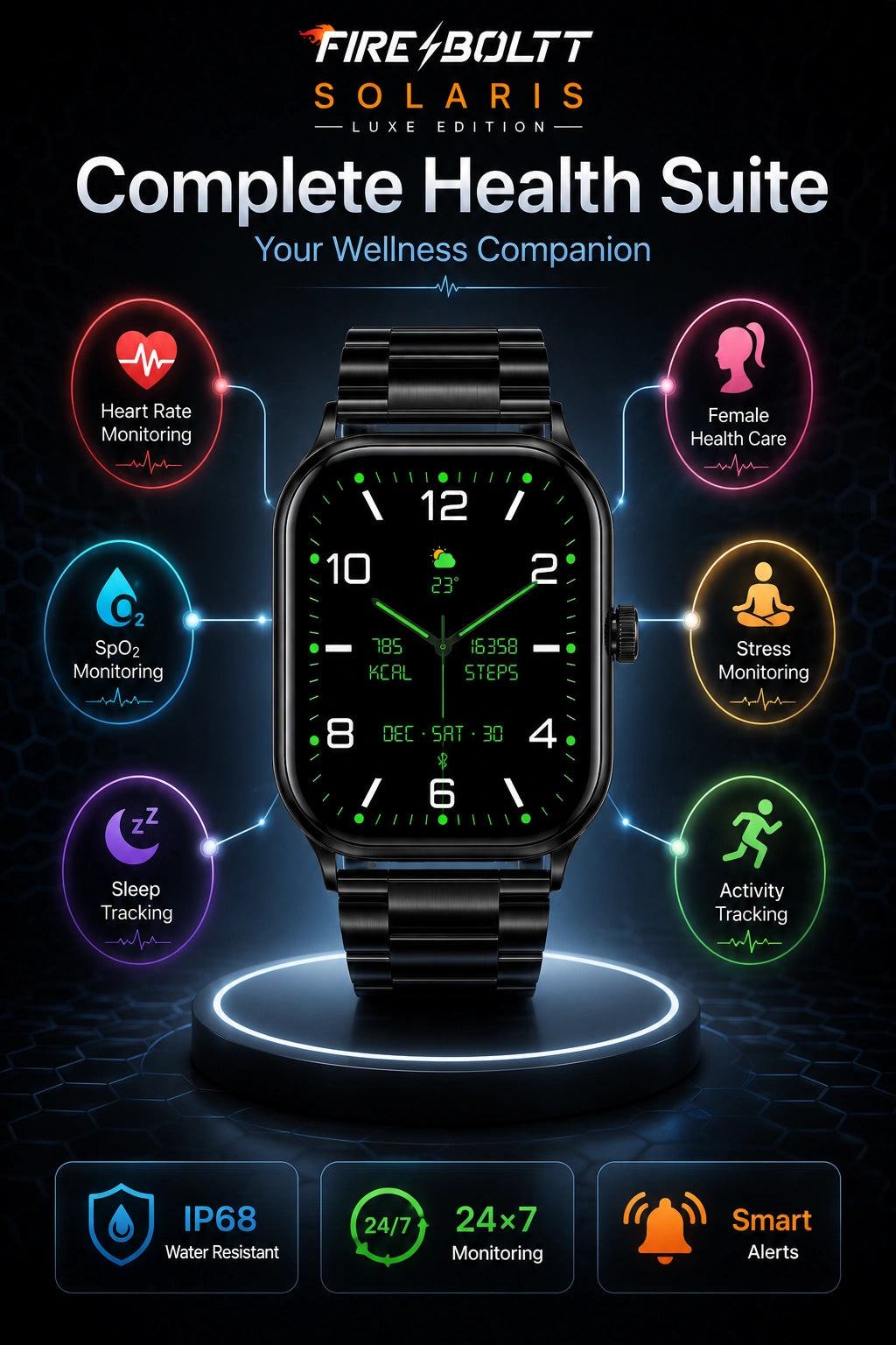 Fire-Boltt Solaris Smartwatch with Bluetooth Calling, AMOLED Display & 123 Sports Modes