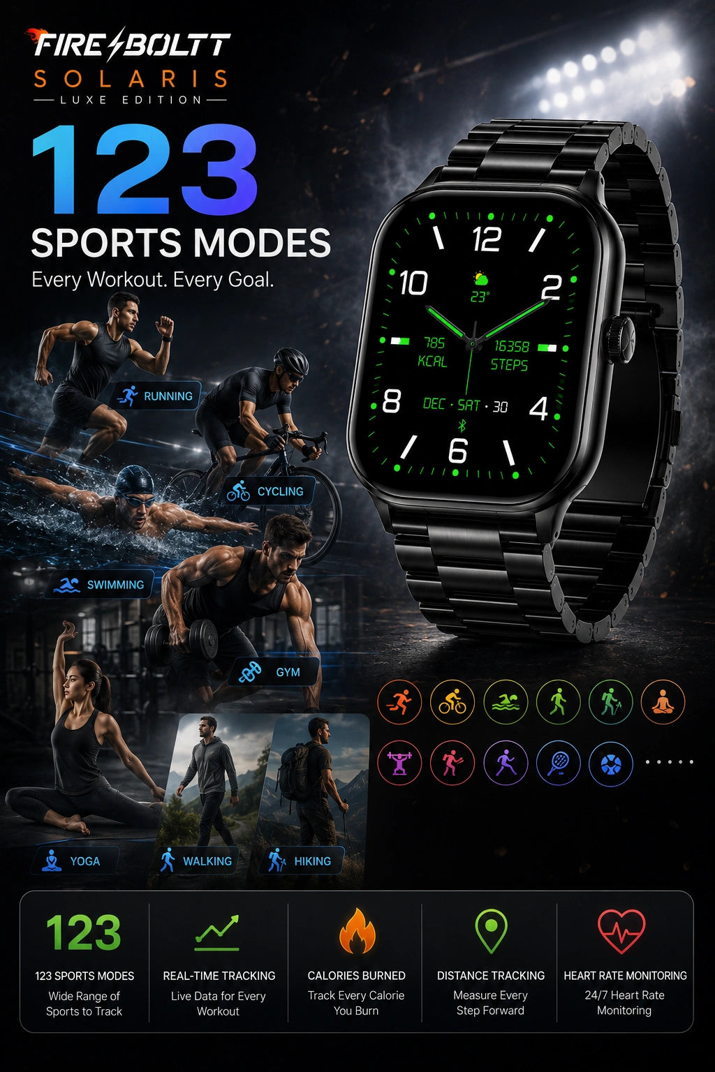 Fire-Boltt Solaris Smartwatch with Bluetooth Calling, AMOLED Display & 123 Sports Modes