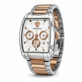 Versace Two-Tone Rectangular Chronograph Watch | Ivory Dial | Greca Bracelet | Stainless Steel Luxury Watch