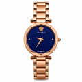 Versace Women's Rose Gold Analog Watch | Royal Blue Dial | Premium Stainless Steel Bracelet Watch | Elegant Luxury Fashion Watch